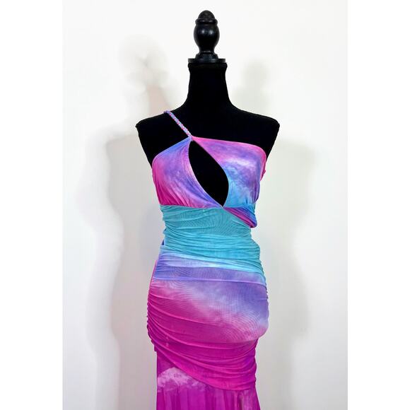 Rococo Sand Cloud One Shoulder‎ Maxi Dress in Multicolor Size XXS Cutout Party - Picture 4 of 5